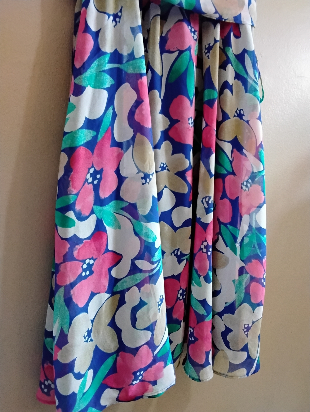 Calvin Klein Blue Floral Flutter Sleeve Dress with Tie Waist – Size 12 EUC - Picture 13 of 16